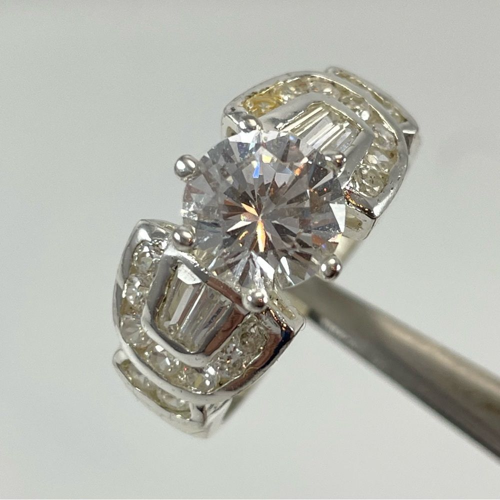 925 Sterling Silver Rhodium Plated White Cubic Zirconia Bridal Statement Ring 8